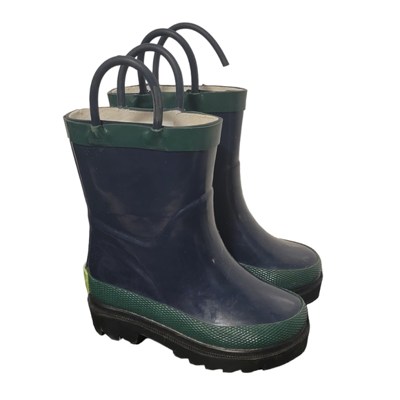 Western Chief Unisex Kids Navy Rubber Round Toe Pull On Rain‎ Boots Size 5/6 - Picture 1 of 6
